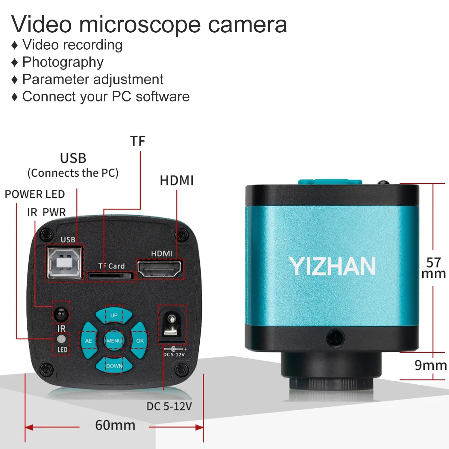 YIZHAN 48MP 4K Digital Electronic Microscope For Soldering HD 1080P HDMI Camera USB Software 1-150x Lens Upgrade Articulated Arm