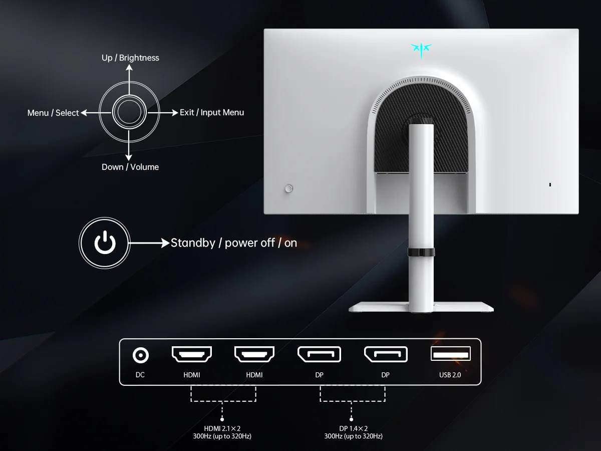 KTC 27 Inch White Gaming Monitor 300Hz/320Hz, QHD 1440P Fast IPS Computer Monitor