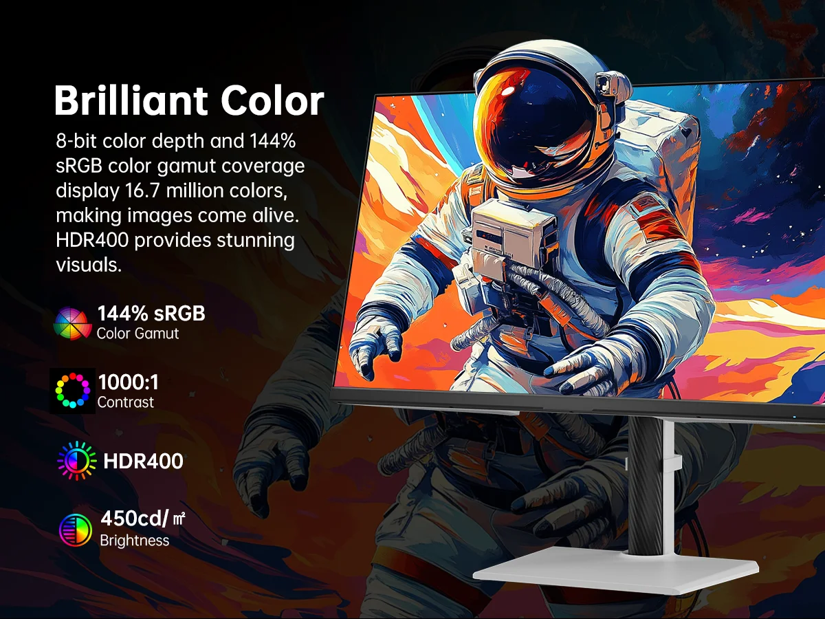 KTC 27 Inch White Gaming Monitor 300Hz/320Hz, QHD 1440P Fast IPS Computer Monitor