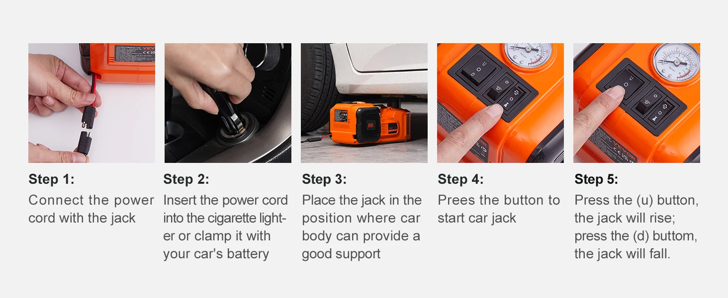 SucceBuy 5 Ton Electric Car Jack Hydraulic Jack with Electric Impact Wrench Portable Car Lift for SUV Sedan Truck Change Tires