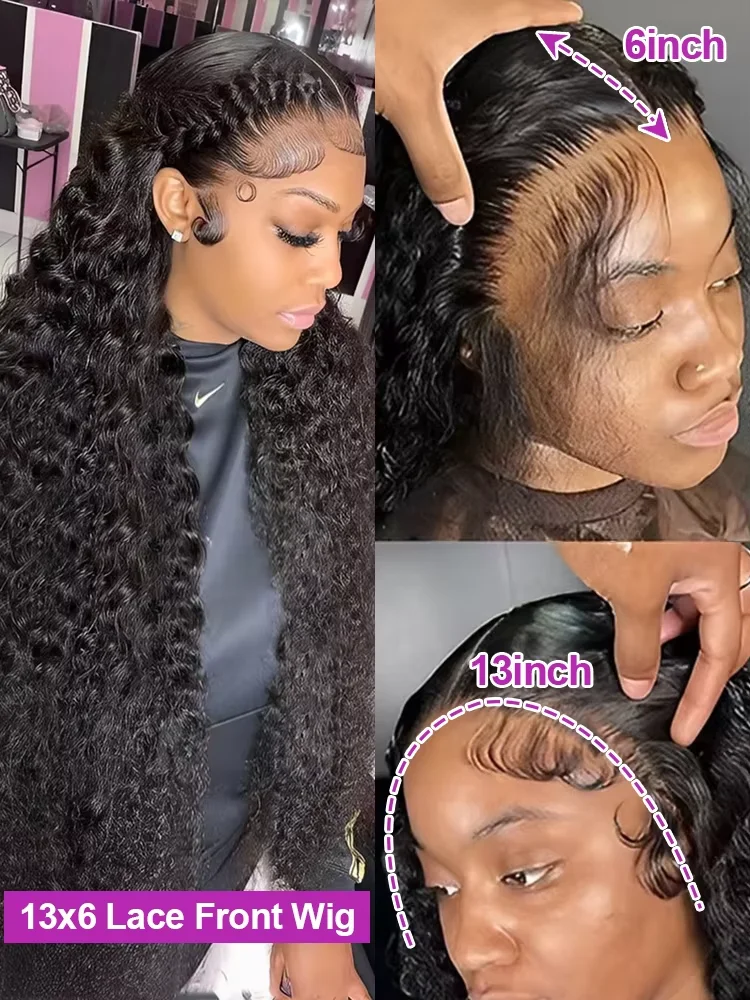 Curly 36 38 inch 13x6 HD Lace Front Human Hair Wigs For Women Brazilian Deep Wave 13x4 Glueless Lace Frontal Wig Pre Pluck Water