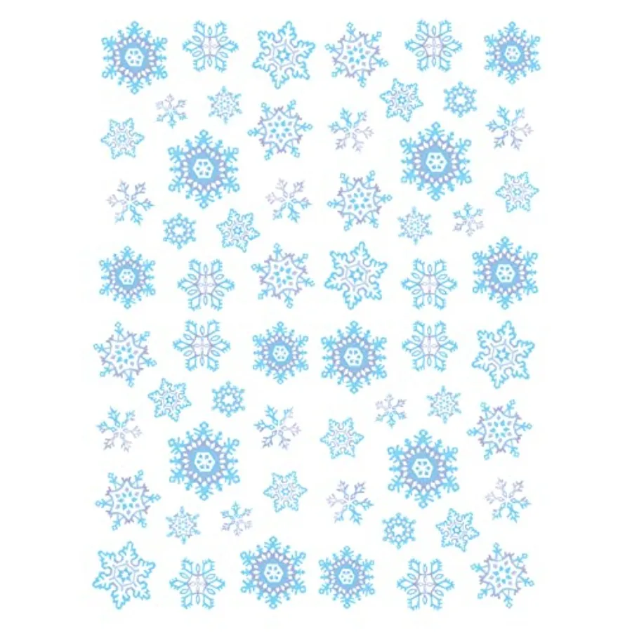 4Sheet Snowflake Stickers in Blue Grey and White for Winter Season Decorations Ideal for Snowy Themes and Festive Holiday Craft
