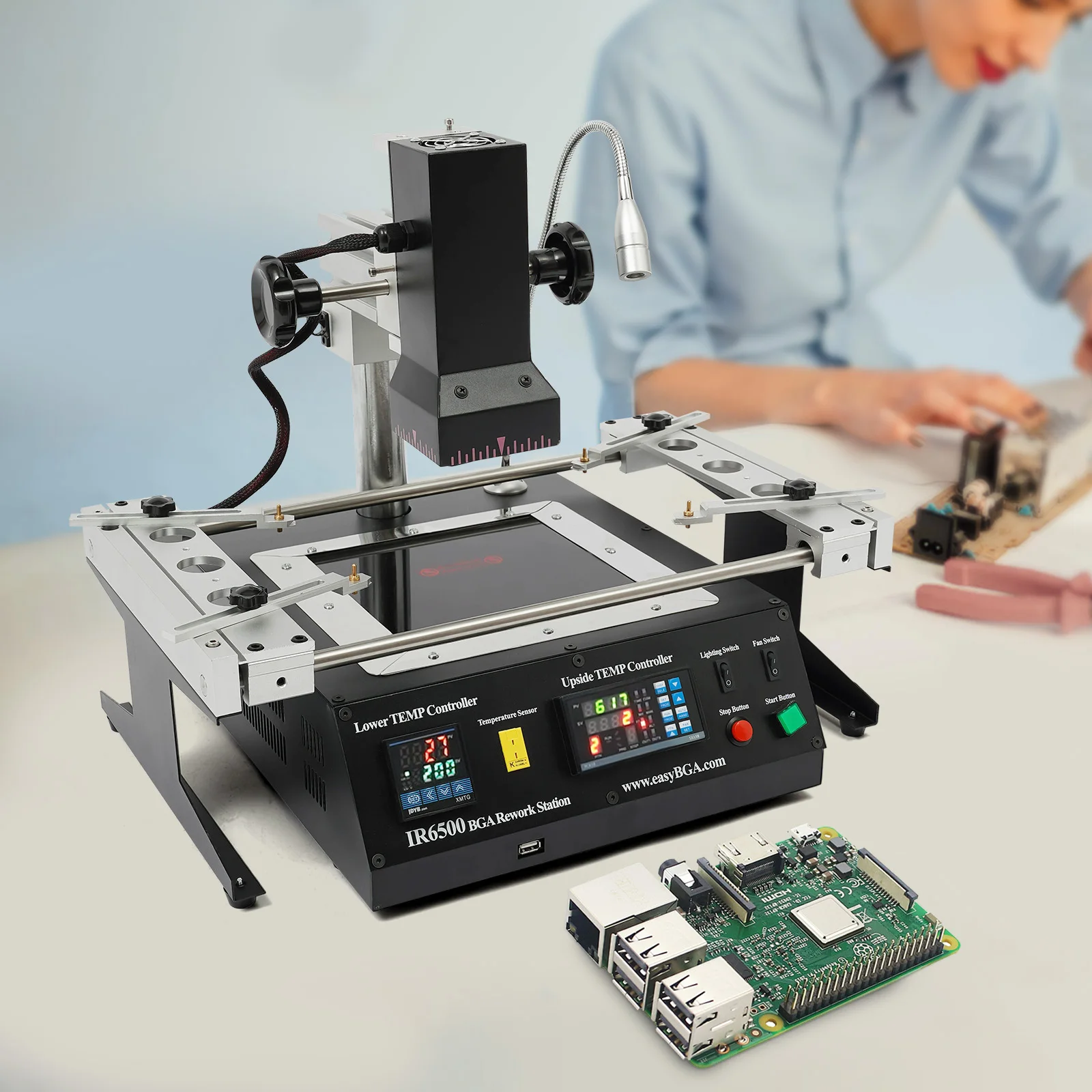 IR6500 BGA Rework Station Infrared Solder Welder System Closed-loop Temperature Control,1250W Electric Welding Table w/USB Cable