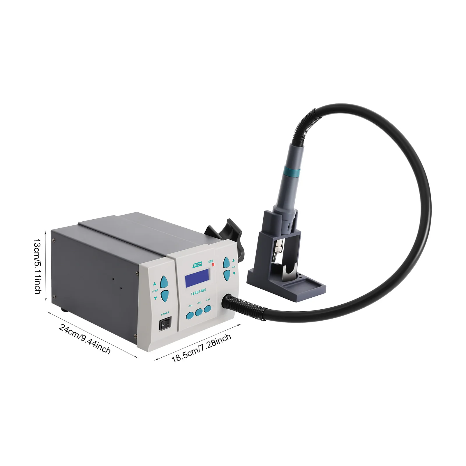 1000W 110V Powerful Hot Air Rework Station Lead-free Digital Hot Air Gun with LCD Display Brushless Turbine Fan