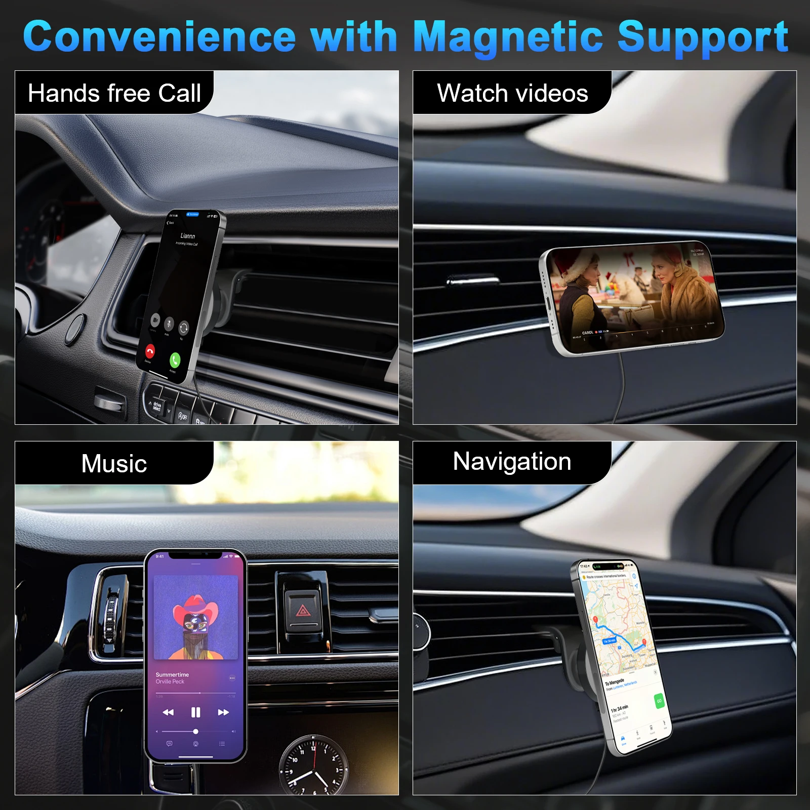 15W Magnetic Car Wireless Chargers Mount Fast Charging Station Dock 360° Adjustable For IPhone17/16/15/14/13 All Android Phones