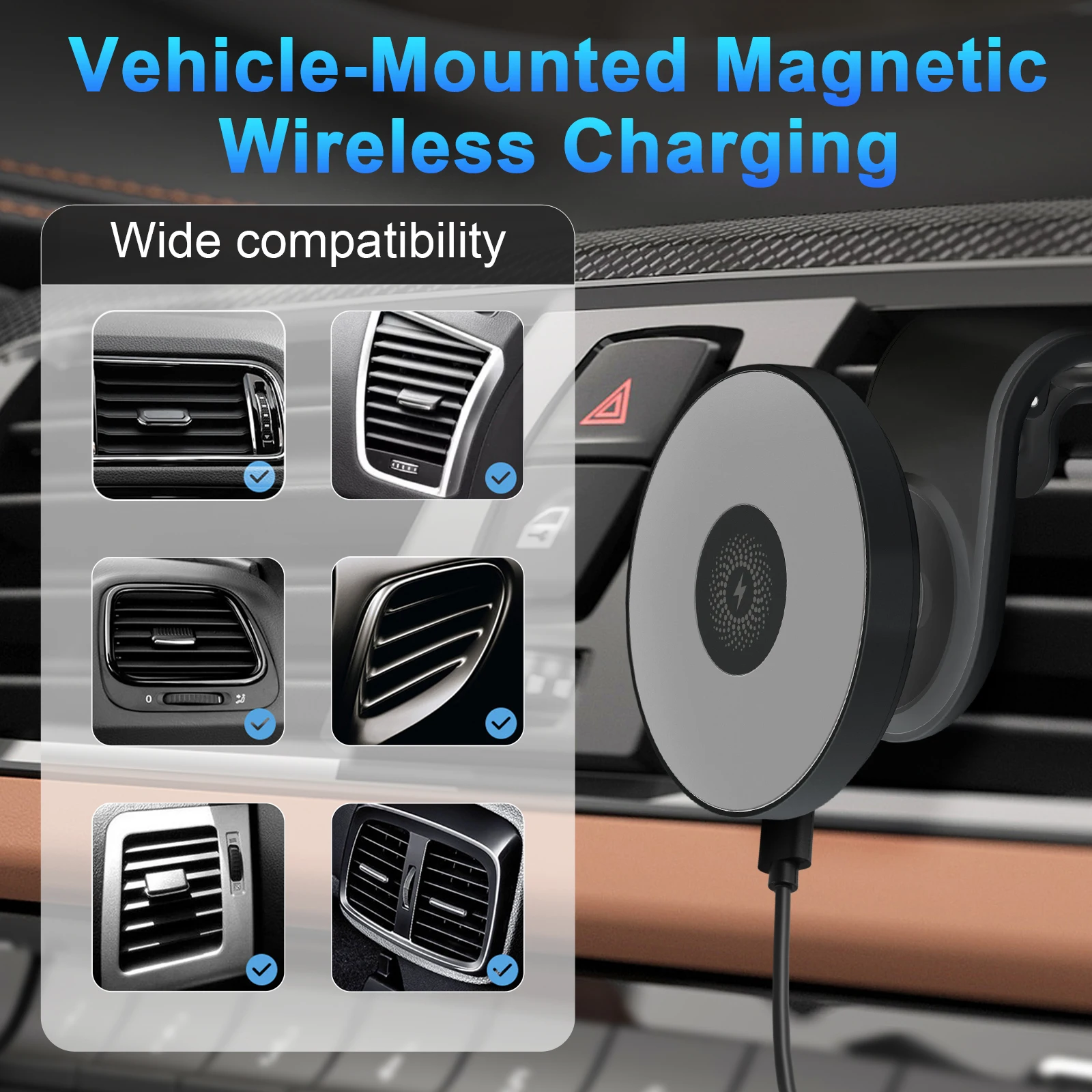 15W Magnetic Car Wireless Chargers Mount Fast Charging Station Dock 360° Adjustable For IPhone17/16/15/14/13 All Android Phones