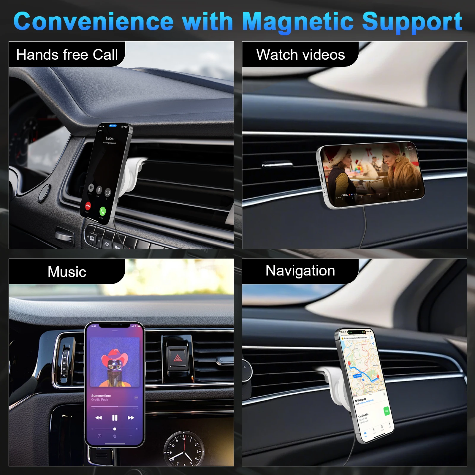 15W Magnetic Car Wireless Chargers Mount Fast Charging Station Dock 360° Adjustable For IPhone17/16/15/14/13 All Android Phones