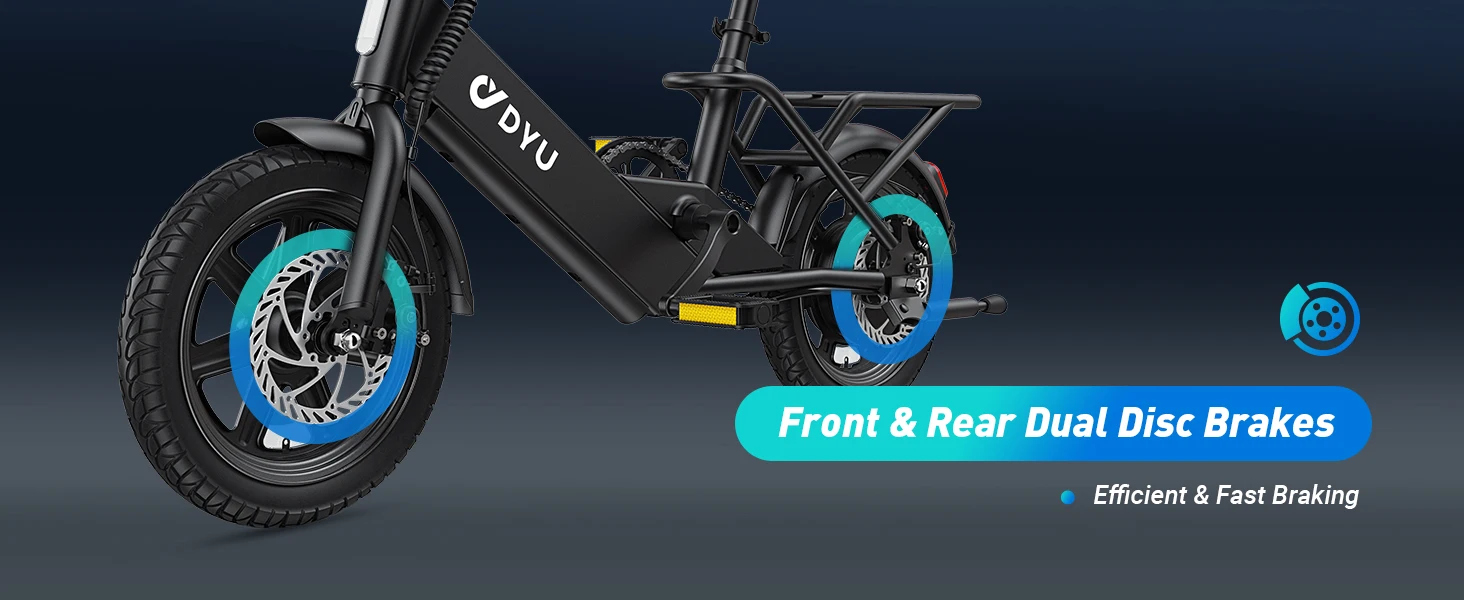 【1 Year Warranty】DYU C3 14 inch Folding Electric Bicycle Peak 500W Motor 280WH Battery Electric Bike,20mph City E-bike UL2849