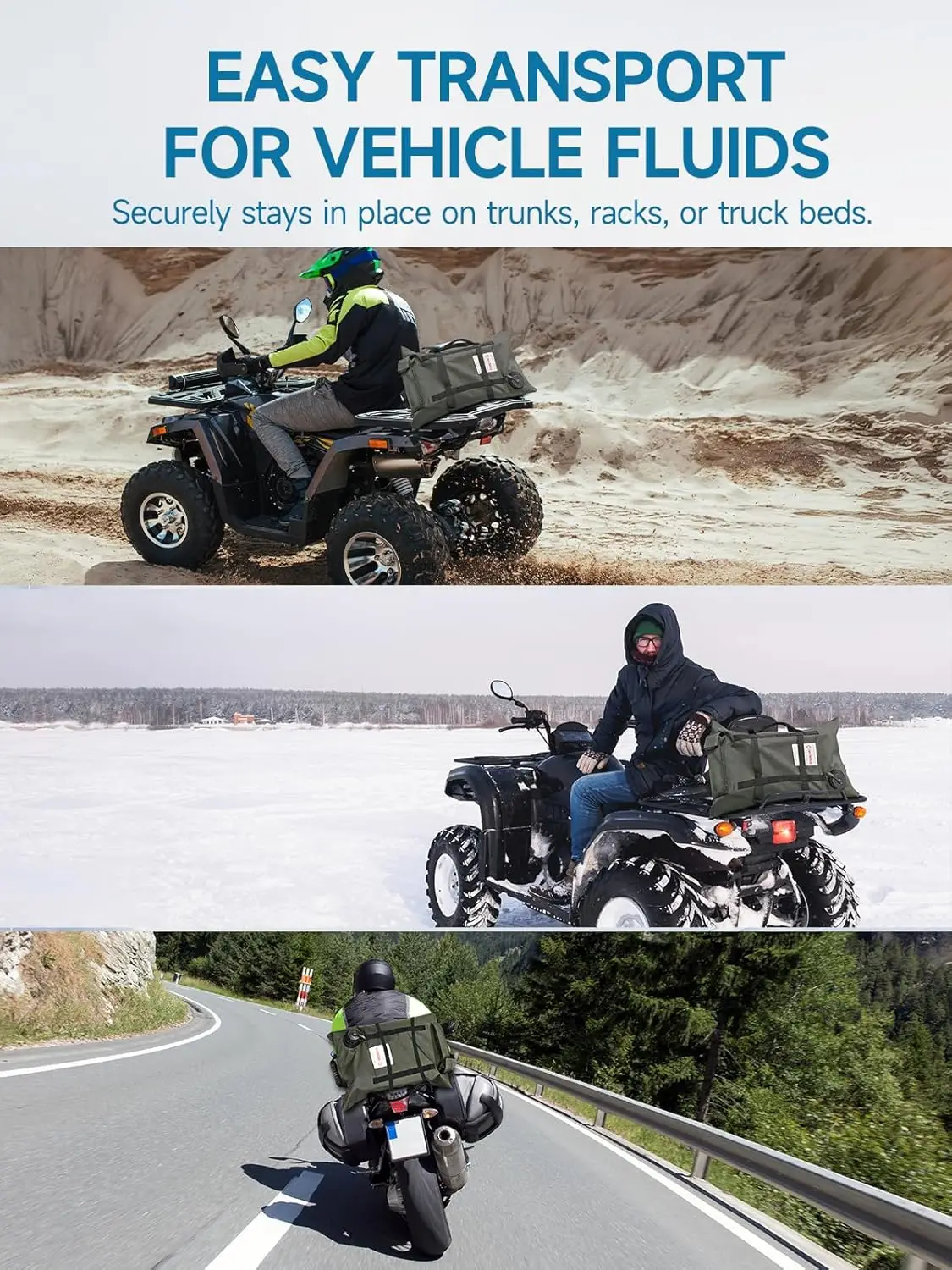 【US STOCK】For Motorcycles UTVs and ATVs Moman 2 Gallon Armadillo Bag Collapsible Fuel Bladder Double Wear Fuel Bag