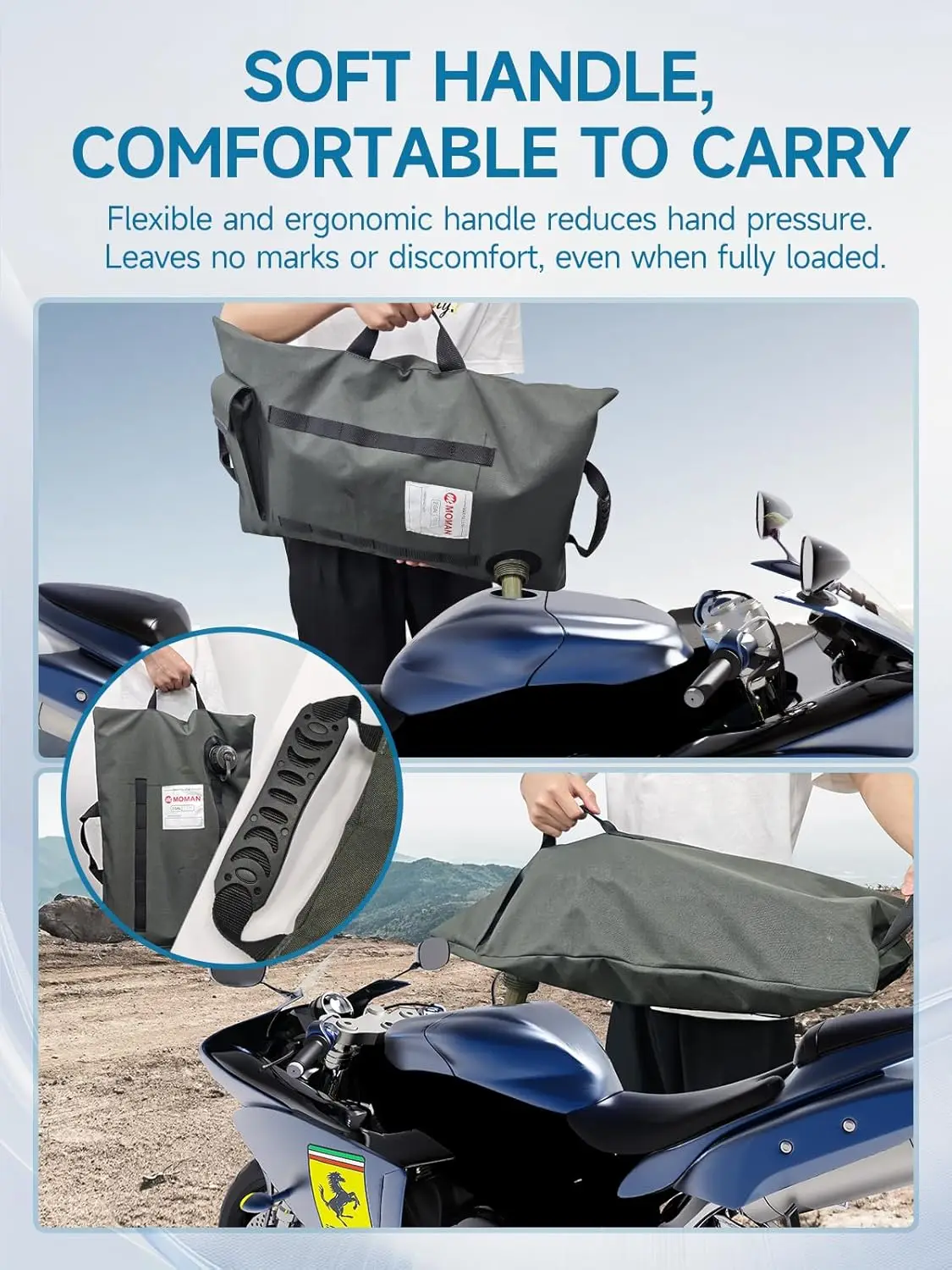 【US STOCK】For Motorcycles UTVs and ATVs Moman 2 Gallon Armadillo Bag Collapsible Fuel Bladder Double Wear Fuel Bag