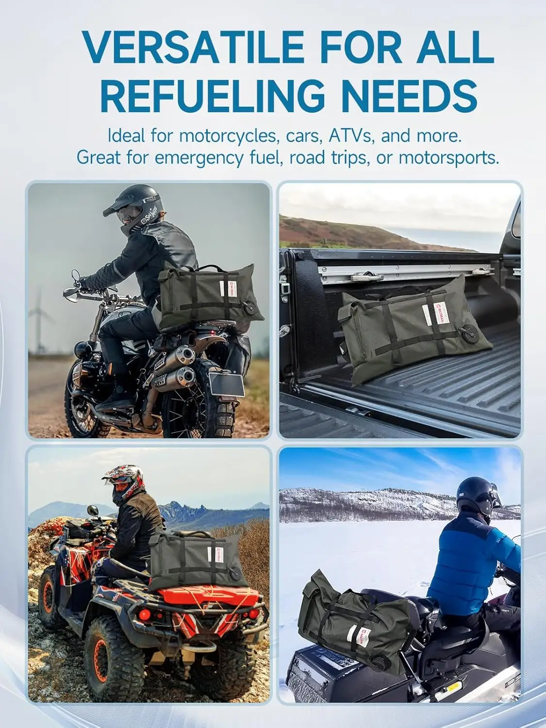 【US STOCK】For Motorcycles UTVs and ATVs Moman 2 Gallon Armadillo Bag Collapsible Fuel Bladder Double Wear Fuel Bag