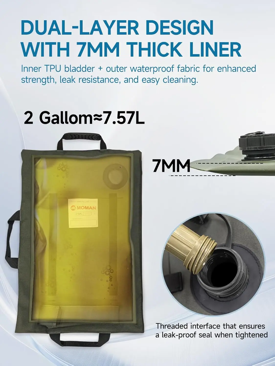 【US STOCK】For Motorcycles UTVs and ATVs Moman 2 Gallon Armadillo Bag Collapsible Fuel Bladder Double Wear Fuel Bag