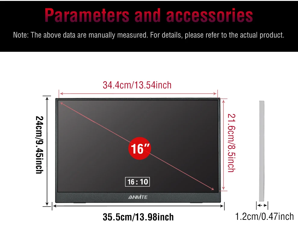 16 inch Portable Monitor 144Hz HDR IPS Gaming Monitor USB TYPE C HDMI for Phone Laptop Desktop Switch PS4 XBOX