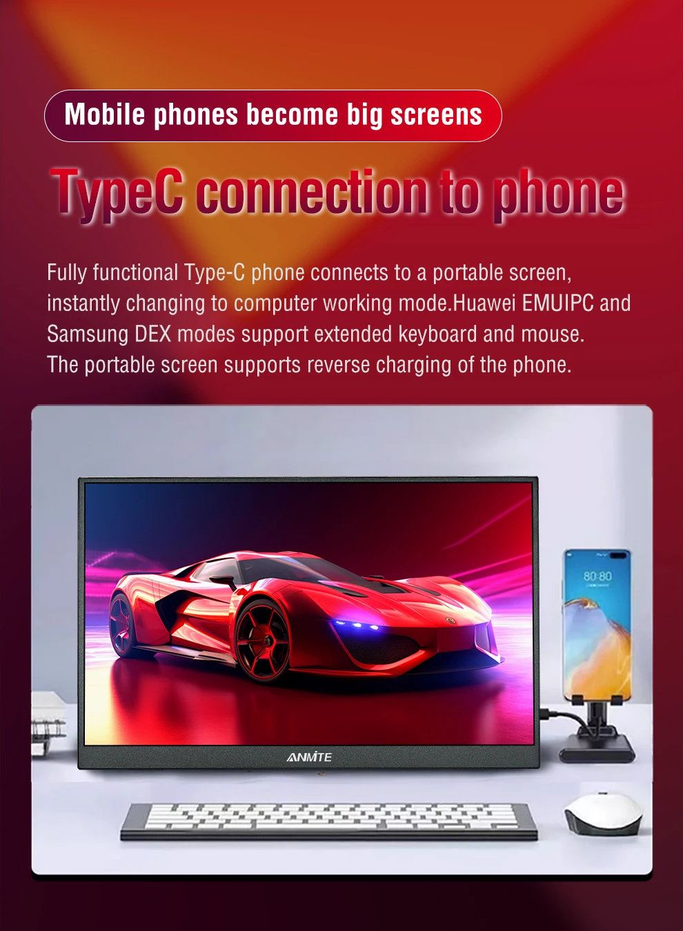 16 inch Portable Monitor 144Hz HDR IPS Gaming Monitor USB TYPE C HDMI for Phone Laptop Desktop Switch PS4 XBOX