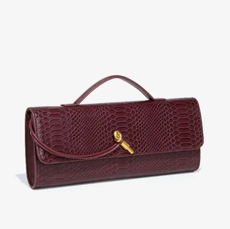 PU Leather Fashion Luxury Top-Handle Bag For Women Evening Handbag Long Purse Crocodile Pattern Crossbody Shoulder Bags
