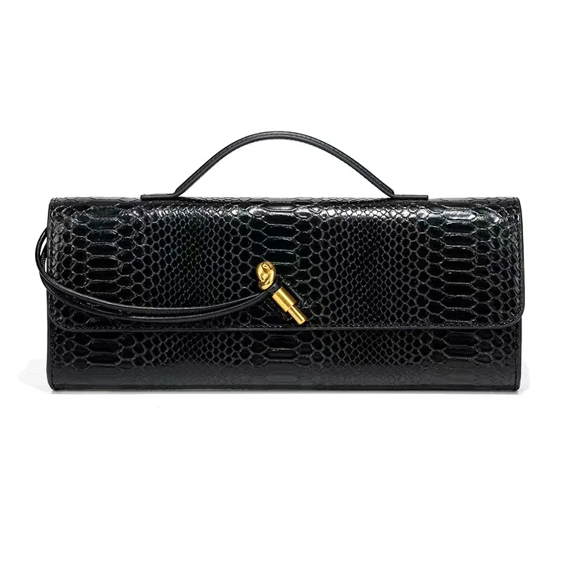 PU Leather Fashion Luxury Top-Handle Bag For Women Evening Handbag Long Purse Crocodile Pattern Crossbody Shoulder Bags