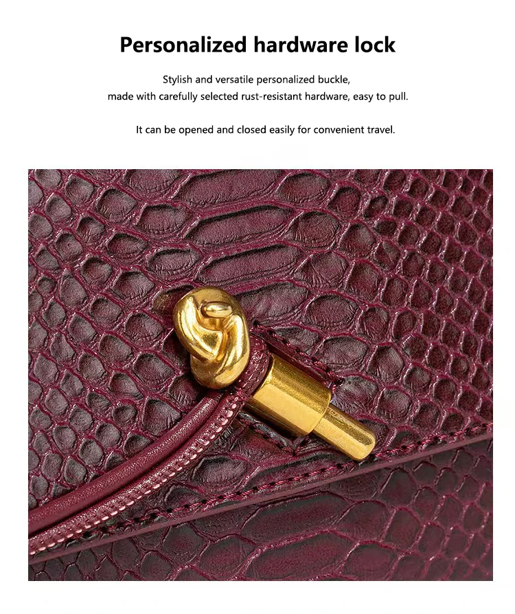 PU Leather Fashion Luxury Top-Handle Bag For Women Evening Handbag Long Purse Crocodile Pattern Crossbody Shoulder Bags