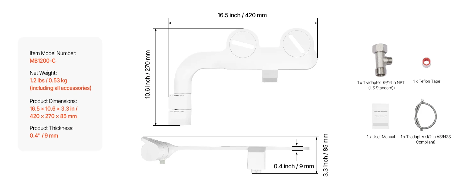 SucceBuy Bidet Attachment for Toilet Dual Retractable Nozzle Adjustable Water Pressure Cold Water Sprayer for Rear Feminine Wash