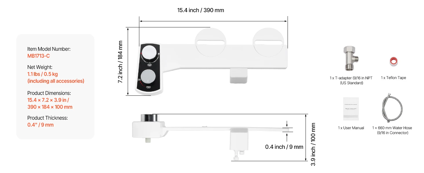 SucceBuy Bidet Attachment for Toilet Dual Retractable Nozzle Adjustable Water Pressure Cold Water Sprayer for Rear Feminine Wash