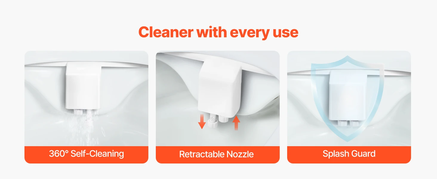 SucceBuy Bidet Attachment for Toilet Dual Retractable Nozzle Adjustable Water Pressure Cold Water Sprayer for Rear Feminine Wash