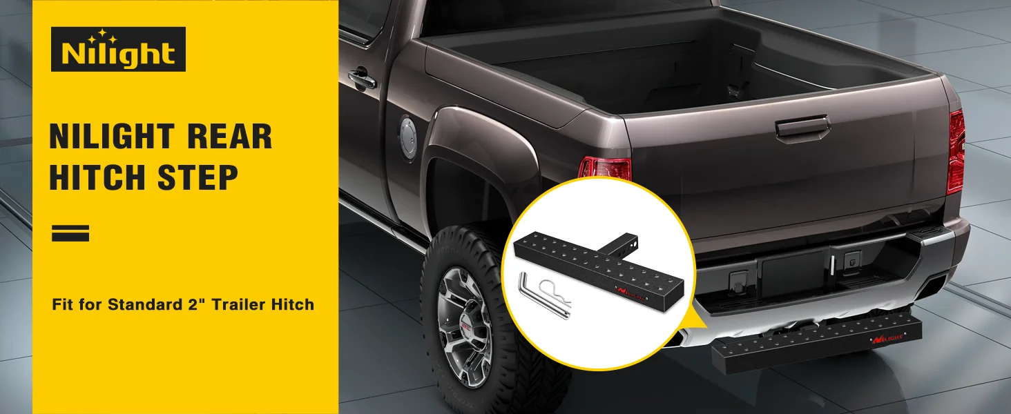 Nilight Car Rear Bumper Receiver Trailer Tow Hitch Step Bar Pedal for Pickup Truck SUV Bumper Guard Protector Exterior Access