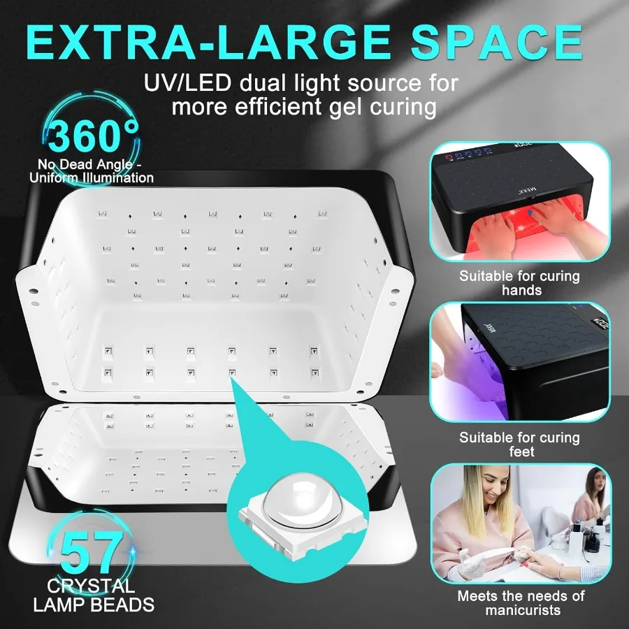 LED Nail Lamp Luxury Cordless UV Light for Gel Nails with Red Light Skincare4+2 Timer Modes TwoHand Design Professional Nail