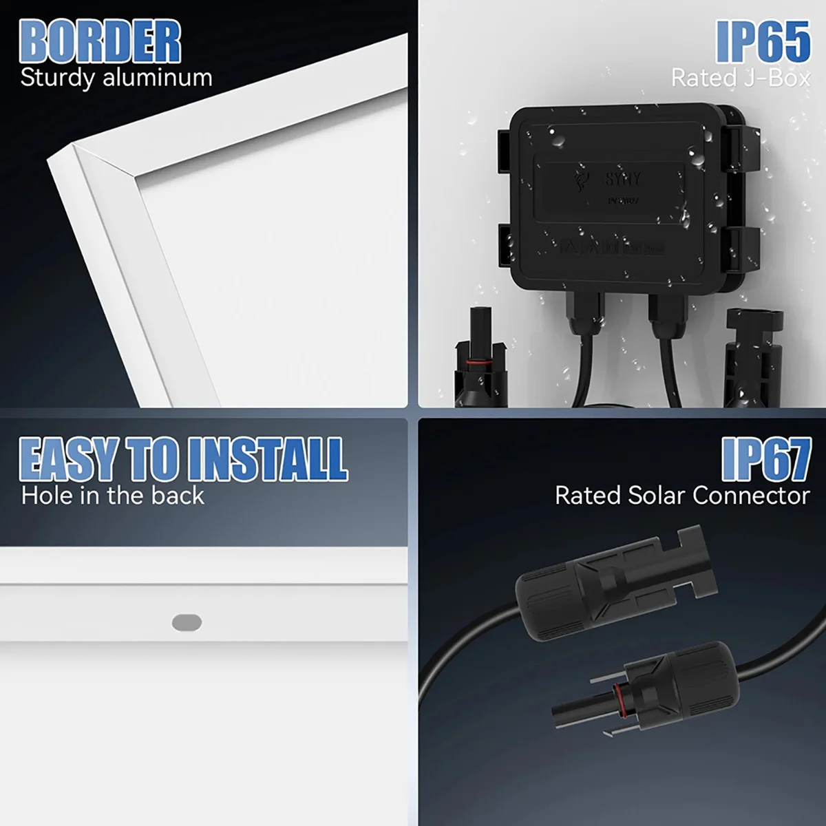 RVPOZWER 200W/400W/800W Rigid Solar Panels 18BB N-Type Mono Cells High Efficiency PV Power for Home RV Charge Outdoor Off-Grid