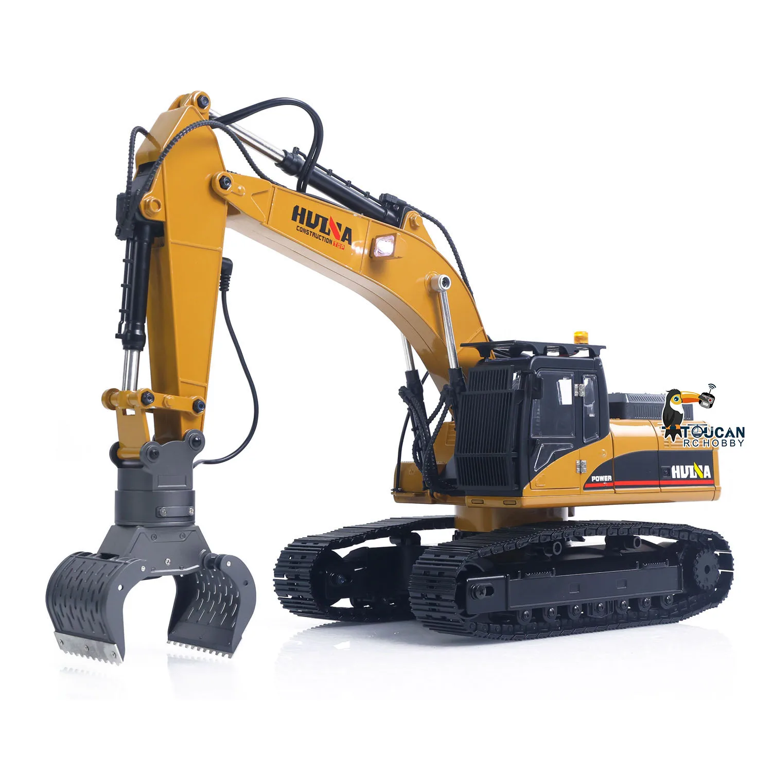 US Stock HUINA New Upgrade 580 1/14 Metal Excavator RC Engineering Vehicles Electric Model Toys Ball Grabber Shear Claw Sound Lights Remote Control Cars Toys