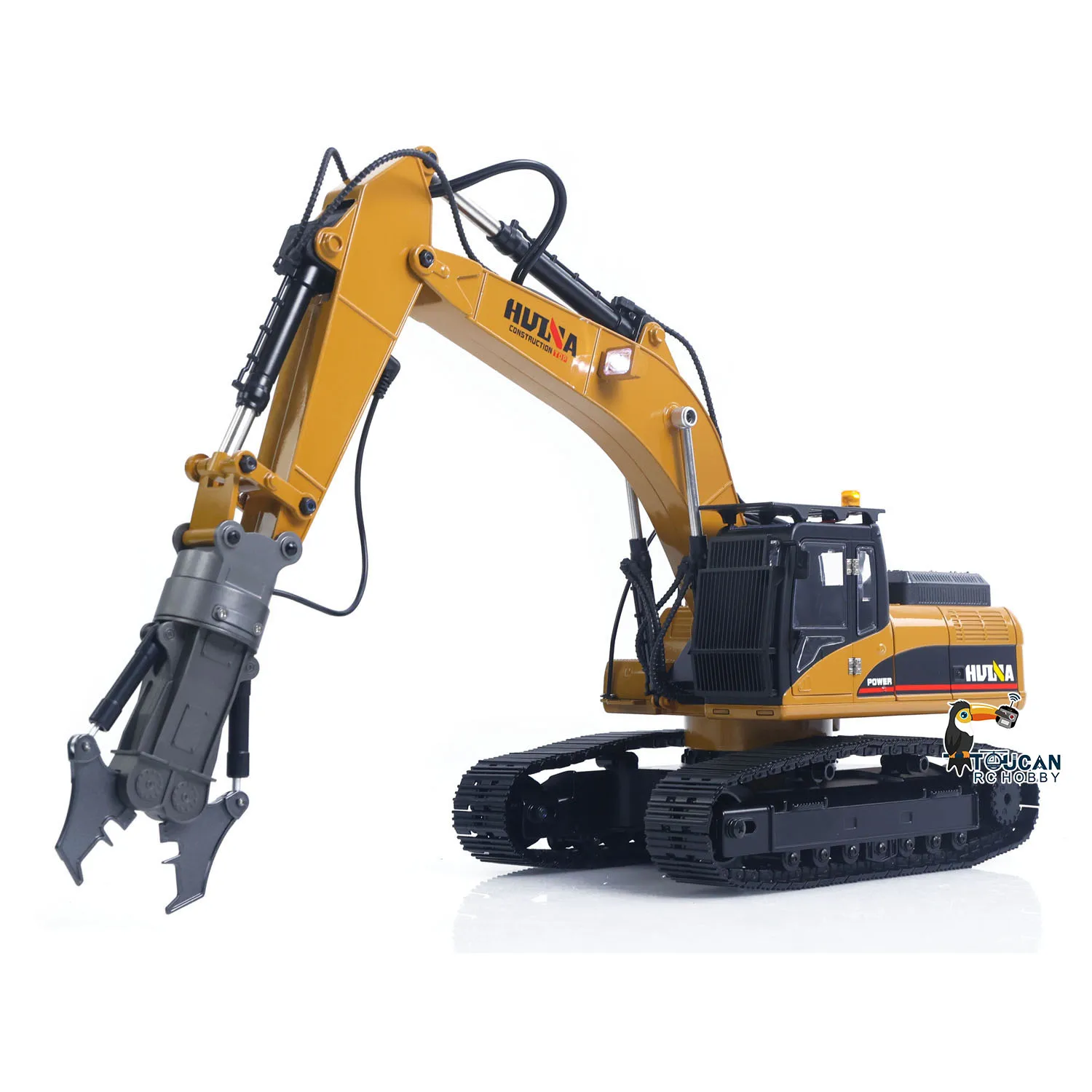 US Stock HUINA New Upgrade 580 1/14 Metal Excavator RC Engineering Vehicles Electric Model Toys Ball Grabber Shear Claw Sound Lights Remote Control Cars Toys
