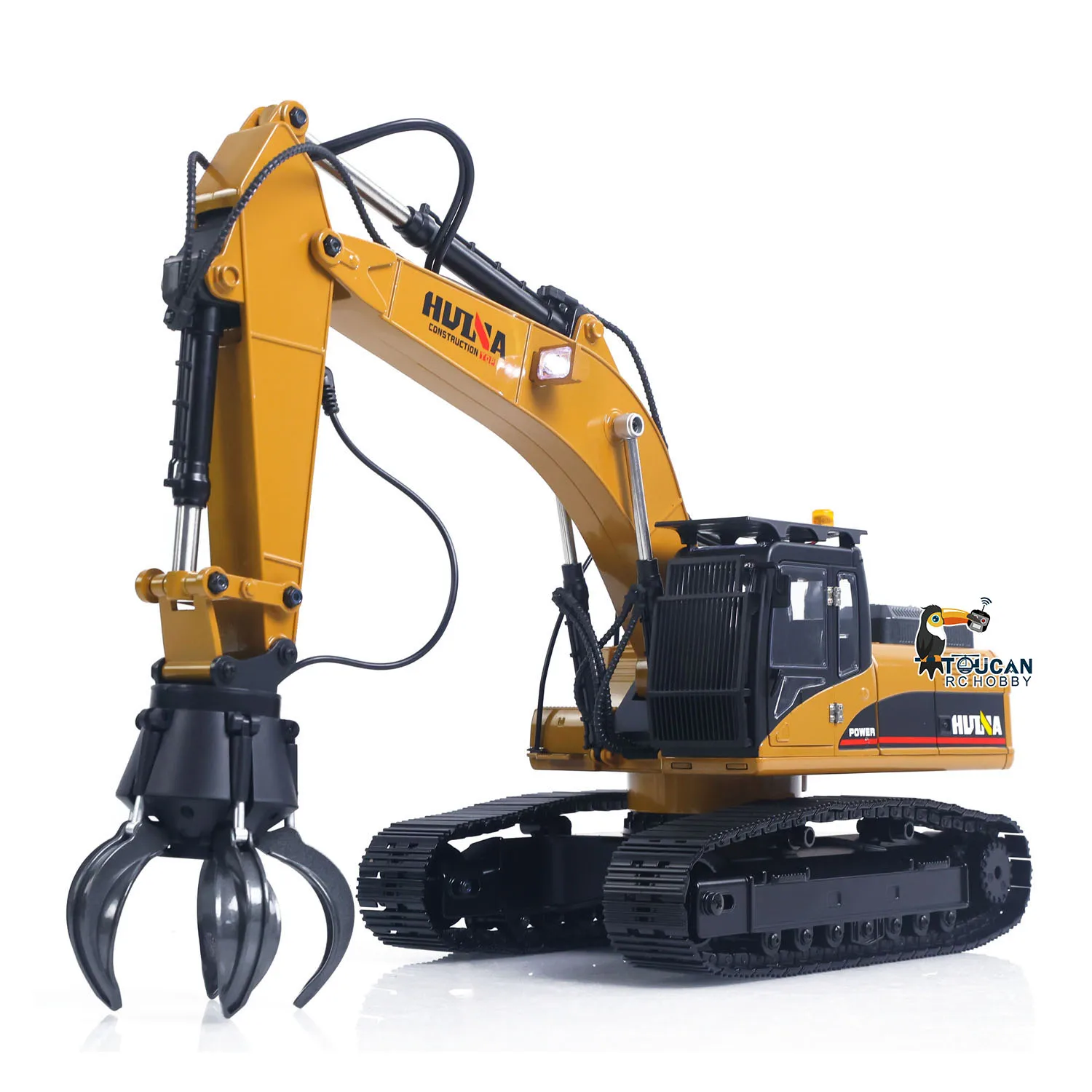 US Stock HUINA New Upgrade 580 1/14 Metal Excavator RC Engineering Vehicles Electric Model Toys Ball Grabber Shear Claw Sound Lights Remote Control Cars Toys