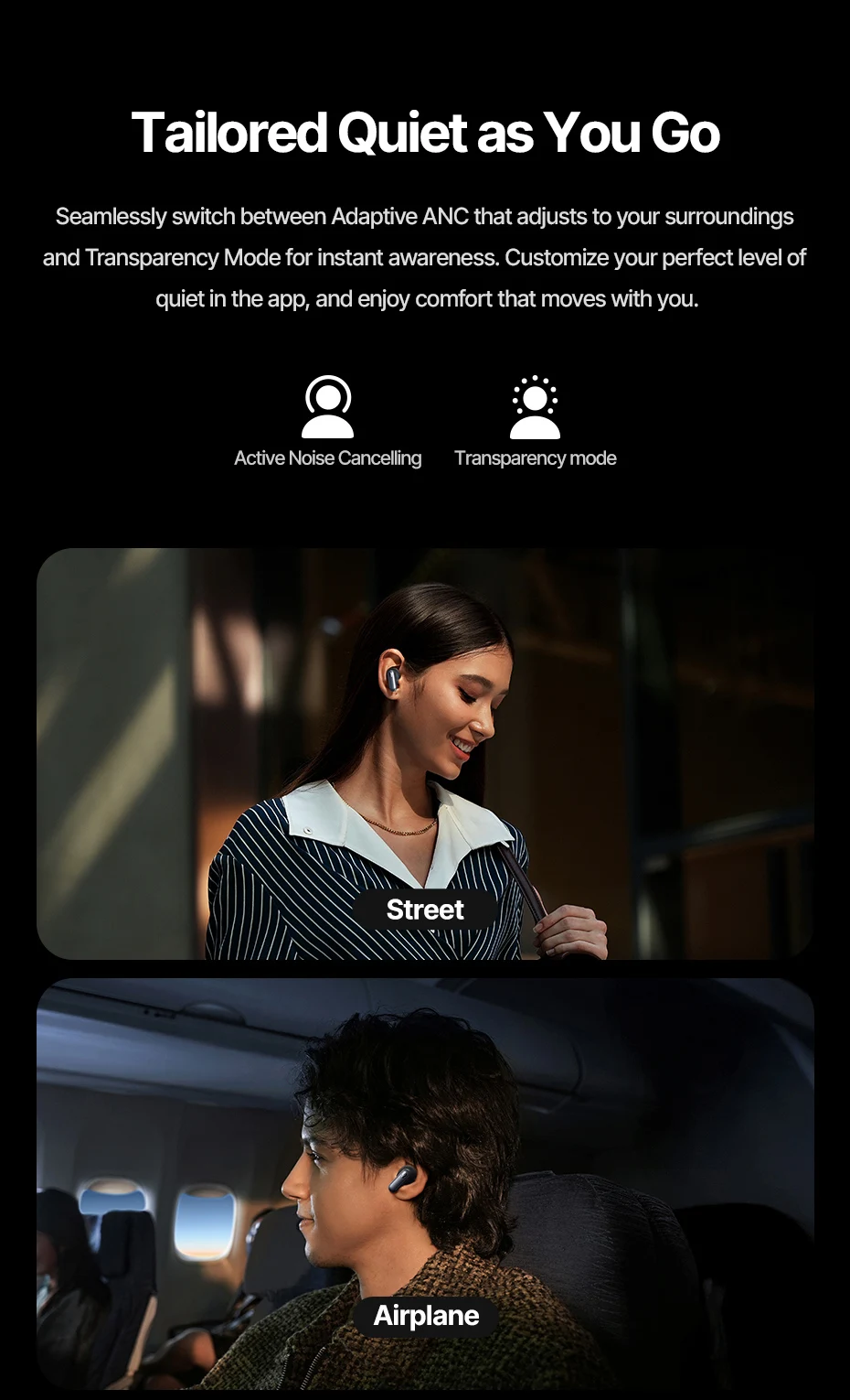 Baseus Inspire XP1 Adaptive Noise Cancelling Earbuds Sound by Bose Dolby Audio Adaptive Tuning Sound 6-Mic Clear Calls Earphones