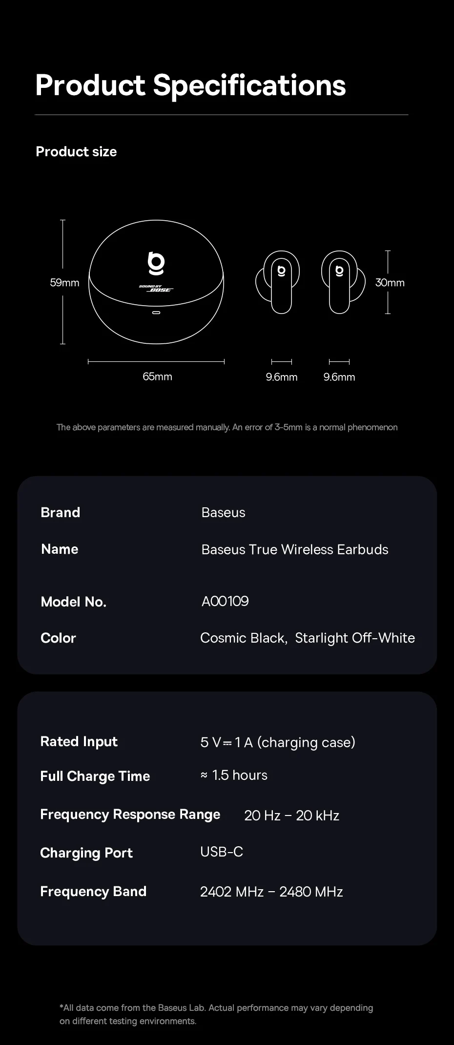 Baseus Inspire XP1 Adaptive Noise Cancelling Earbuds Sound by Bose Dolby Audio Adaptive Tuning Sound 6-Mic Clear Calls Earphones