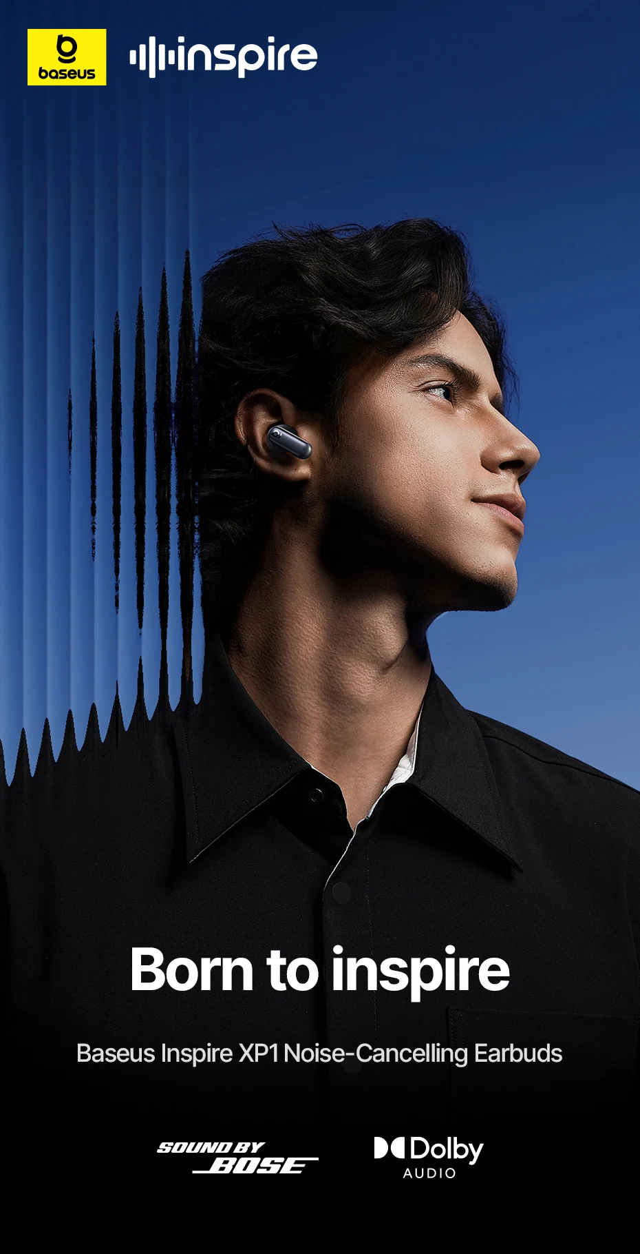 Baseus Inspire XP1 Adaptive Noise Cancelling Earbuds Sound by Bose Dolby Audio Adaptive Tuning Sound 6-Mic Clear Calls Earphones