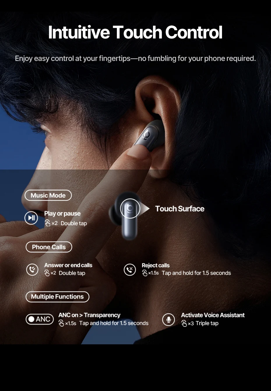 Baseus Inspire XP1 Adaptive Noise Cancelling Earbuds Sound by Bose Dolby Audio Adaptive Tuning Sound 6-Mic Clear Calls Earphones