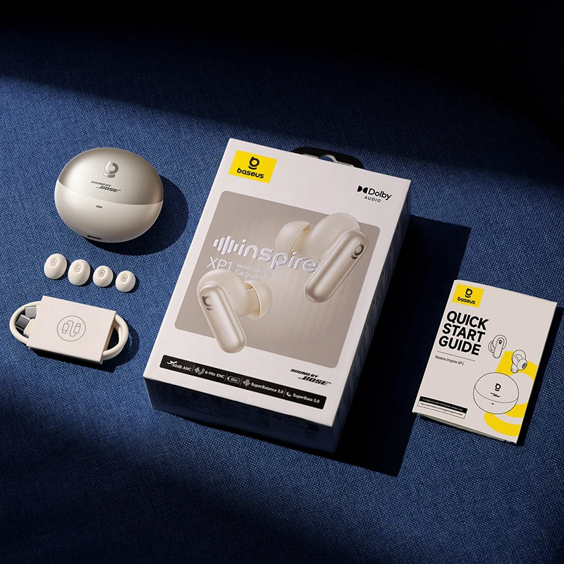 Baseus Inspire XP1 Adaptive Noise Cancelling Earbuds Sound by Bose Dolby Audio Adaptive Tuning Sound 6-Mic Clear Calls Earphones