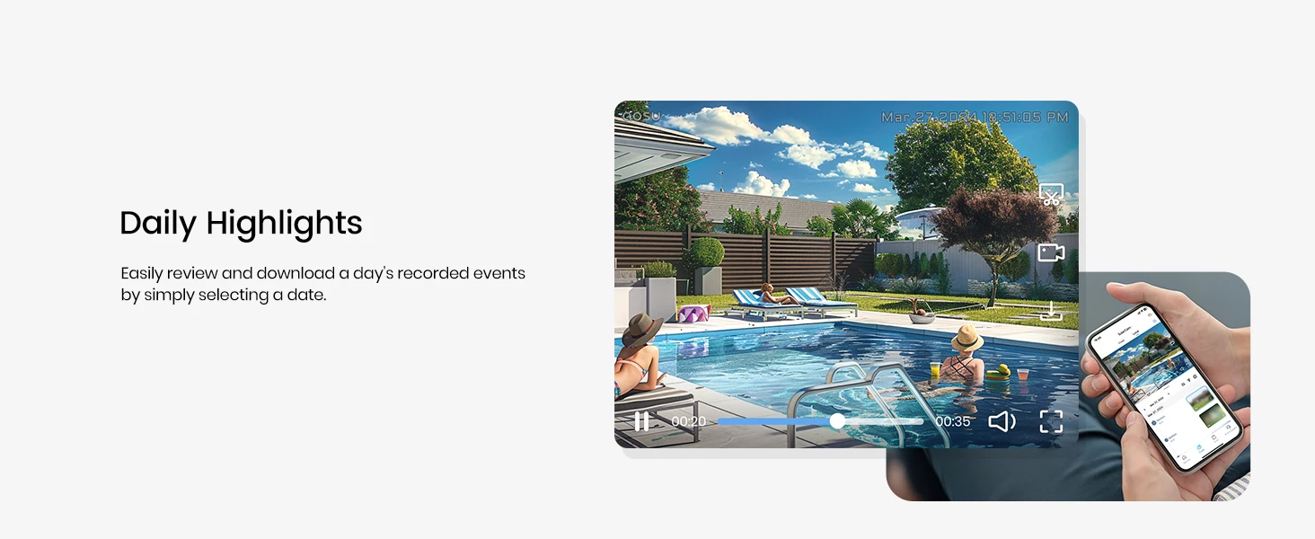 AOSU 3MP Wifi Solar Camera 100% Wire-free Outdoor Built-in Battery Security Camera Color Night Vision 2-Way Audio CCTV Cam