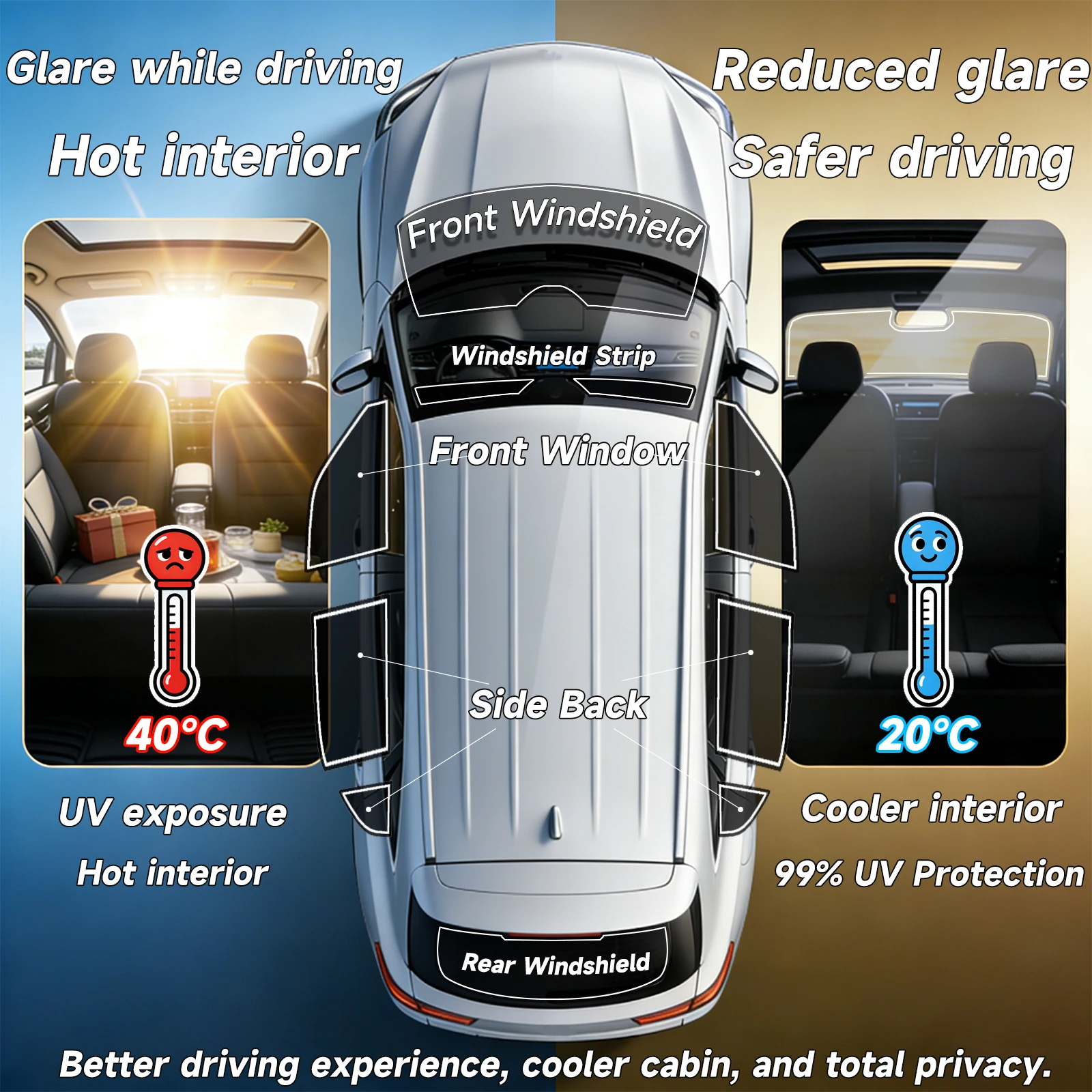 Pre Cut Car Tint for SCION XA 2004-2007 Side Window Sunshade UV-IR Block Heat Front Rear Windshield Protector Films