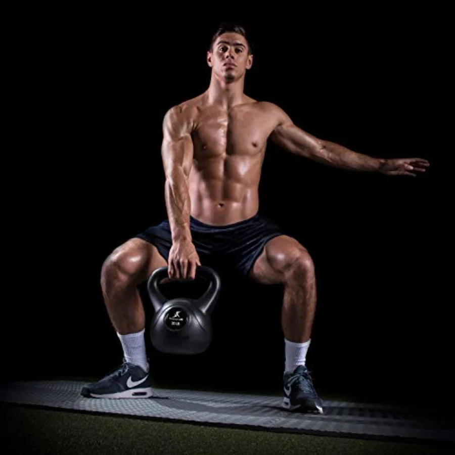 Vinyl Plastic Kettlebell for Home Gym Use Black Durable Coated Surface Available in 10 15 20 25 30 and 35 lbs