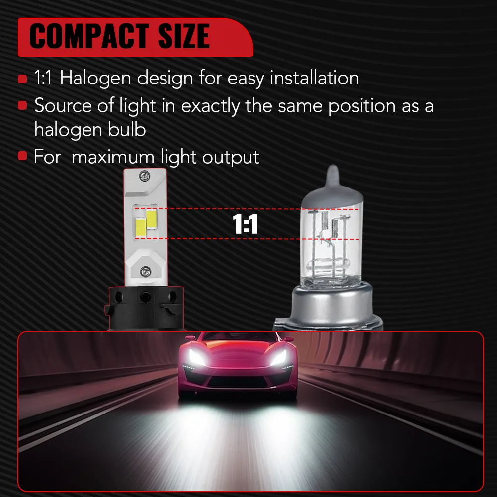 2Pcs H13/9008 80W 6500K White 24000LM IP67 LED Headlight Bulbs High Quality Chip Plug and Play High and low Beam light