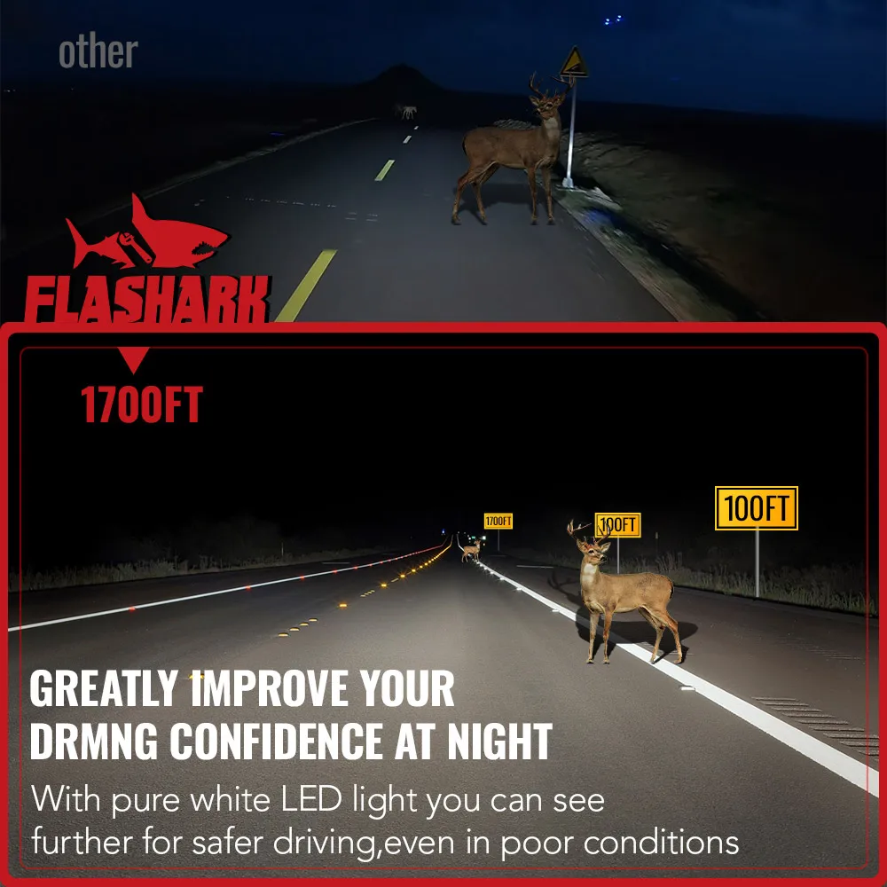 2Pcs H13/9008 80W 6500K White 24000LM IP67 LED Headlight Bulbs High Quality Chip Plug and Play High and low Beam light