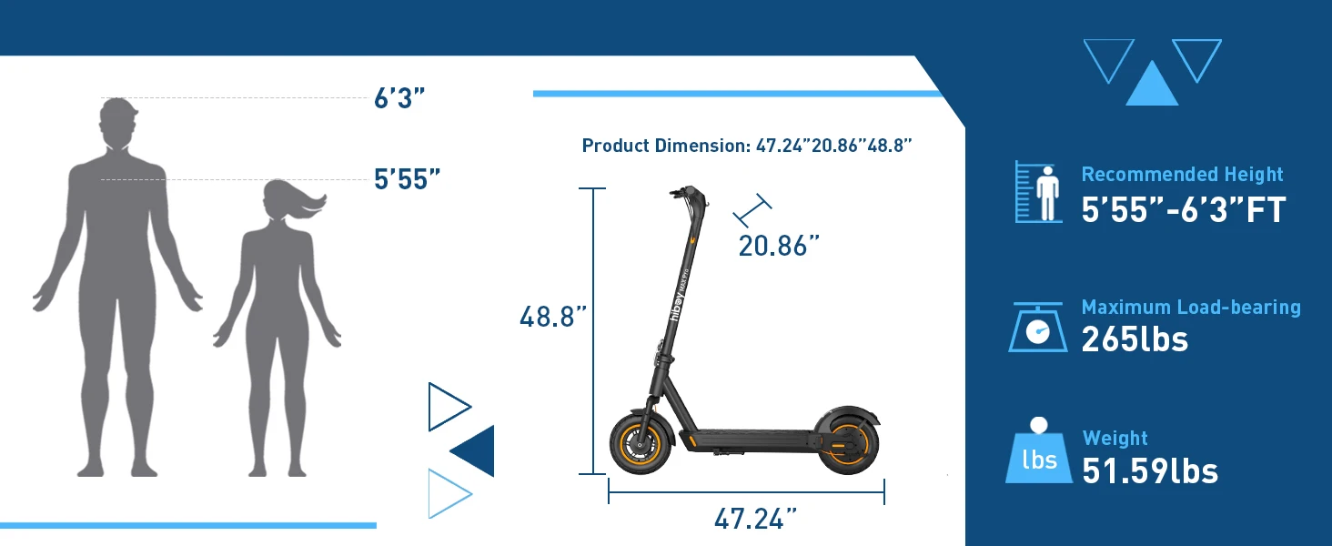 Hiboy Max Pro Electric Scooter for Adults, 650W Motor 22MPH, 46.6Mi Long Range, 11'' Pneumatic Tires, Dual Suspension, 265lbs Load, Commuting E-Scooter