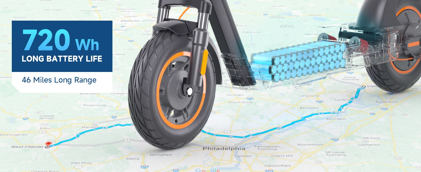 Hiboy Max Pro Electric Scooter for Adults, 650W Motor 22MPH, 46.6Mi Long Range, 11'' Pneumatic Tires, Dual Suspension, 265lbs Load, Commuting E-Scooter