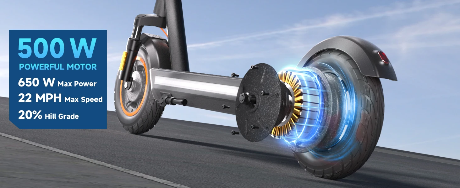 Hiboy Max Pro Electric Scooter for Adults, 650W Motor 22MPH, 46.6Mi Long Range, 11'' Pneumatic Tires, Dual Suspension, 265lbs Load, Commuting E-Scooter