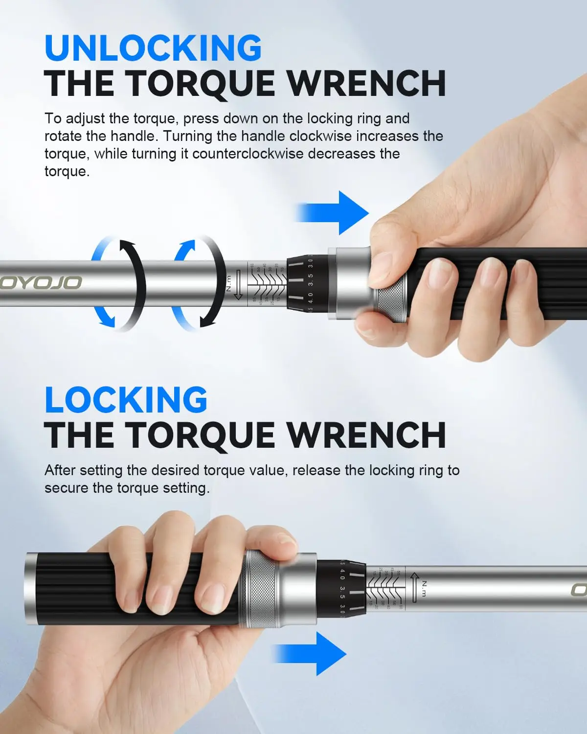GOYOJO 8-Pcs Magnetic Torque Wrench Kit, 10-60Nm Ultra-Thin Spark Plug Replacement Kit for Exhaust System Maintenance DIY