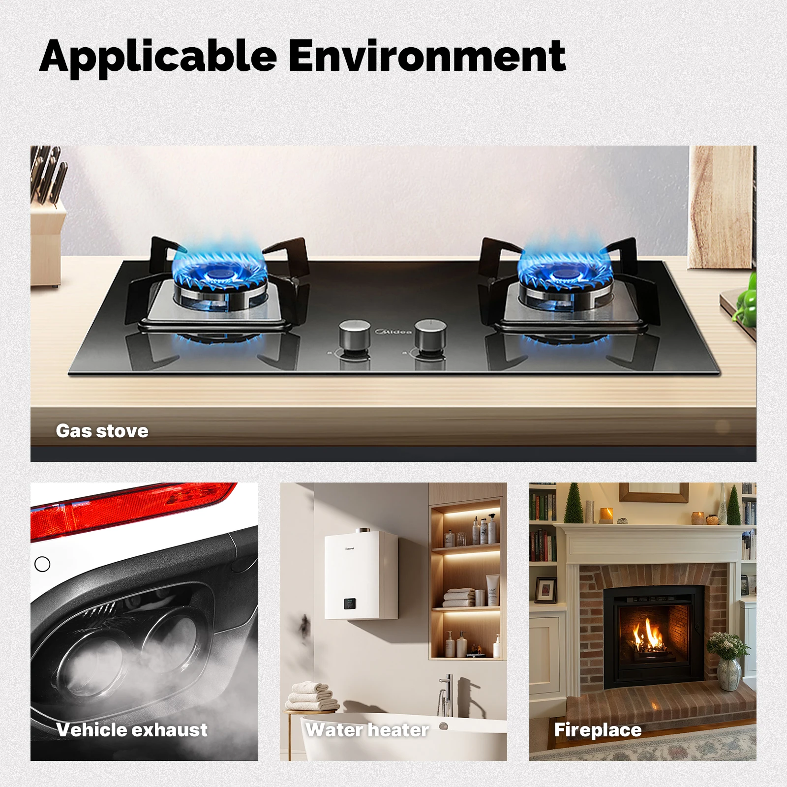 MOES CO Smoke Gas Detector Alarm Plug-in Carbon Monoxide Sensor Warning LED Display Temperature Humidity Kitchen Garage Boiler