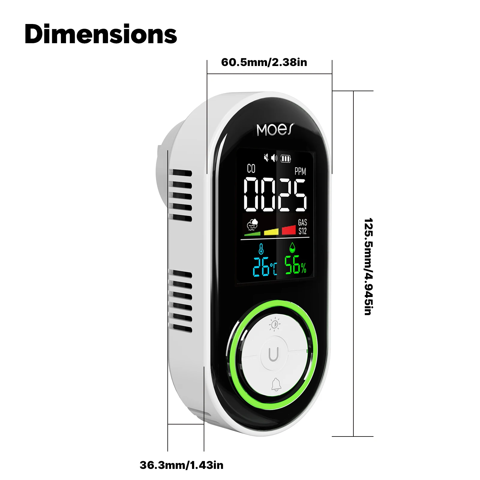 MOES CO Smoke Gas Detector Alarm Plug-in Carbon Monoxide Sensor Warning LED Display Temperature Humidity Kitchen Garage Boiler