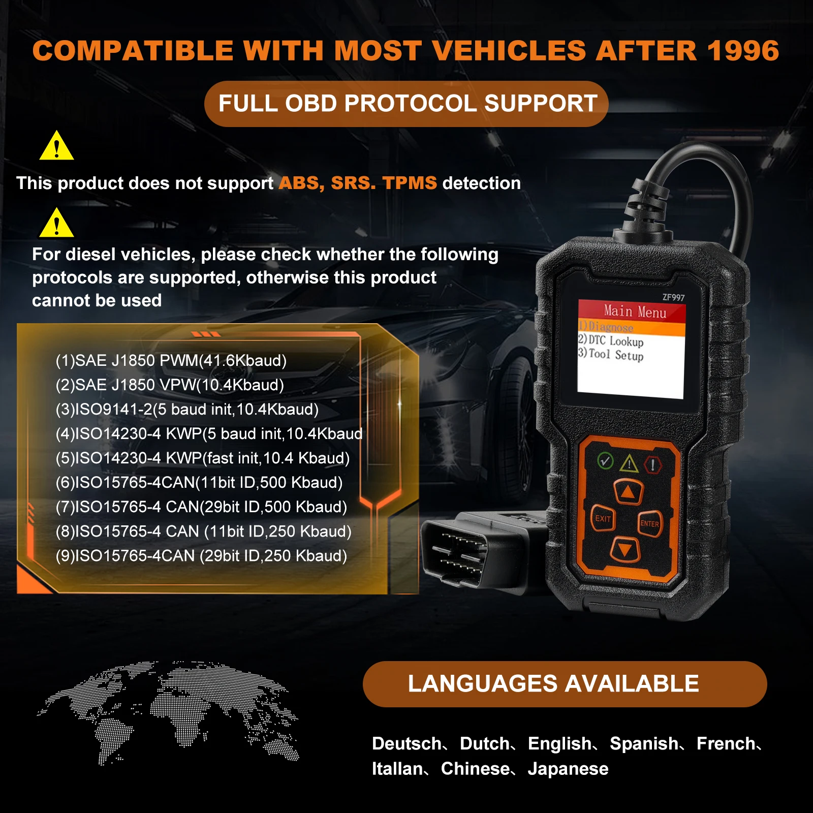 ZF997 OBD2 Scanner Diagnostic Tool for Cars Auto Car Health Check Engine Code Reader