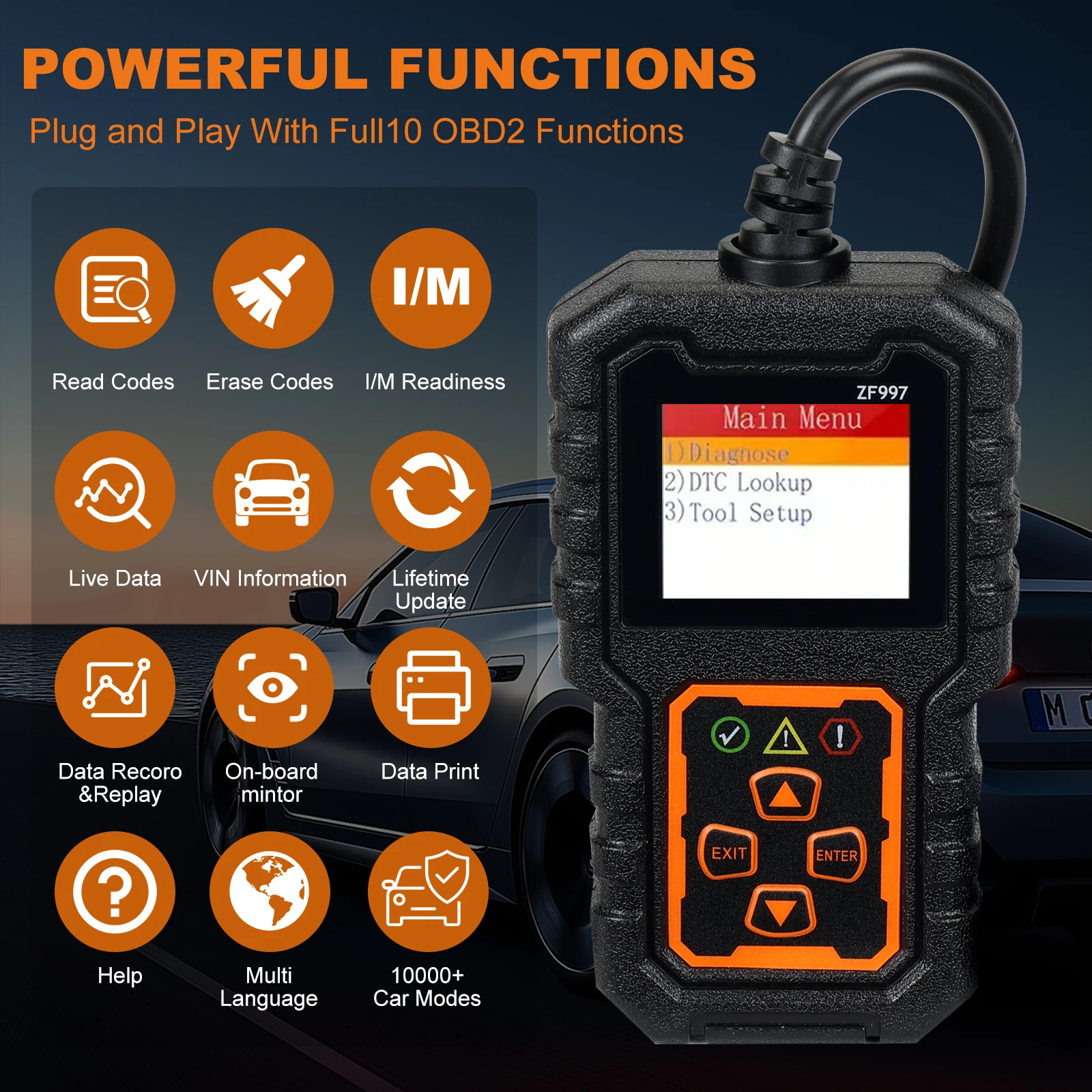 ZF997 OBD2 Scanner Diagnostic Tool for Cars Auto Car Health Check Engine Code Reader