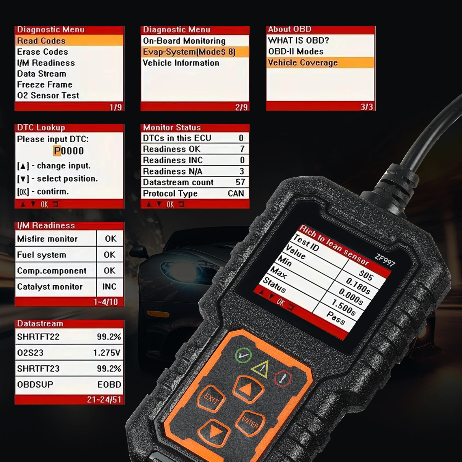 ZF997 OBD2 Scanner Diagnostic Tool for Cars Auto Car Health Check Engine Code Reader