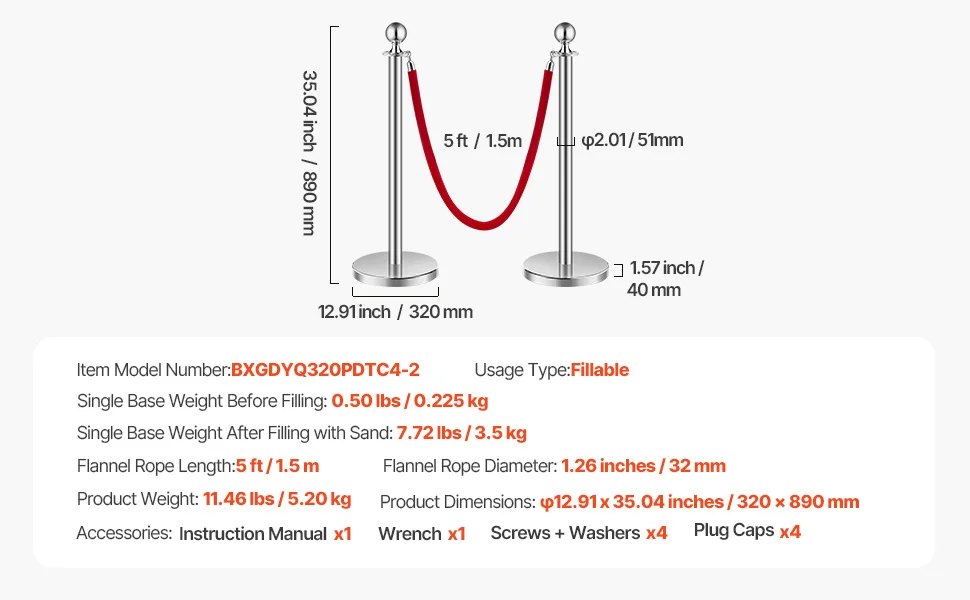 SucceBuy Stanchions 4/6/8Pcs Stainless Steel Post with Fillable Base Red Velvet Ropes & Posts Crowd Control Barriers Stanchions for Party Museum